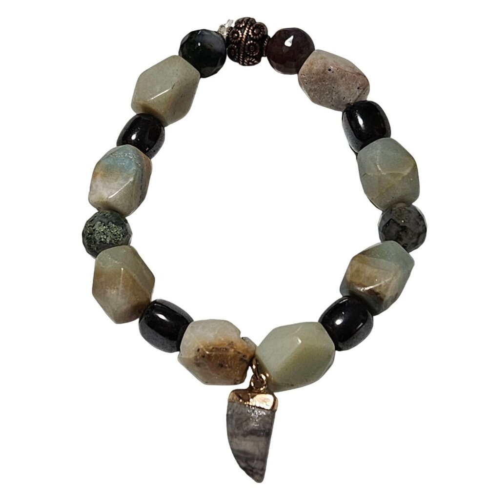 Handmade Gemstone Beaded Bracelet Agate Obsidian Stones Fashion Jewelry Men